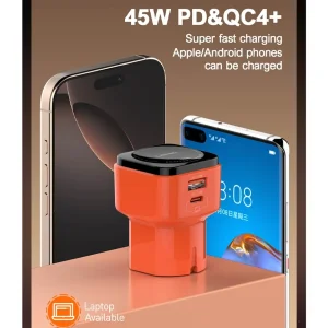 شارژر دیواری 45 وات 2 پورت الدینیو مدل Q2420 به همراه کابل USB-C
