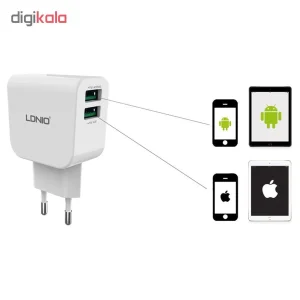 شارژر دیواری الدینیو مدل DL-AC56 به همراه کابل تبدیل microusb