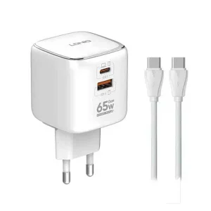 شارژر دیواری 45 وات 2 پورت الدینیو مدل Q2617 به همراه کابل usbC