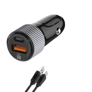 شارژر فندکی الدینیو مدل C510Q به همراه کابل تبدیل usb-C