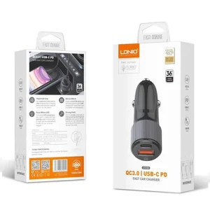 شارژر فندکی الدینیو مدل C510Q به همراه کابل تبدیل usb-C