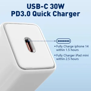 شارژر دیواری 30 وات الدینیو مدل A1508C به همراه کابل usb-c