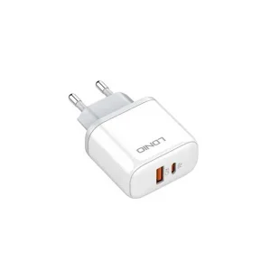 شارژر دیواری 45 وات 2 پورت الدینیو مدل A2526C به همراه کابل تبدیل USB-C به لایتنینگ