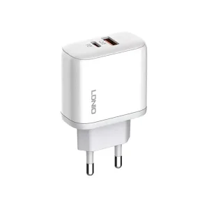شارژر دیواری 45 وات 2 پورت الدینیو مدل A2526C به همراه کابل تبدیل USB-C به لایتنینگ