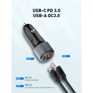 شارژر فندکی 36 وات الدینیو مدل C510 به همراه کابل تبدیل USB-C