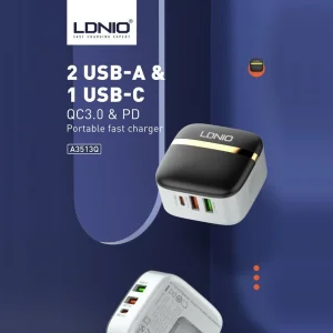 شارژر دیواری الدینیو مدل A3513Q به همراه کابل usb-c