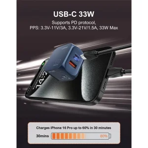 شارژر دیواری 33 وات الدینیو مدل Q5 به همراه کابل USB-C
