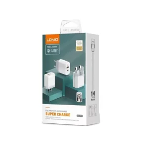 شارژر دیواری 22.5وات دو پورت الدینیو مدل A۲۴۲۱C به همراه کابل لایتنینگ