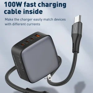 شارژر دیواری 100 وات الدینیو مدل Q408 به همراه کابل USB-C