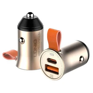 شارژر فندکی الدینیو مدل C506Q-30W به همراه کابل تبدیل USB-C