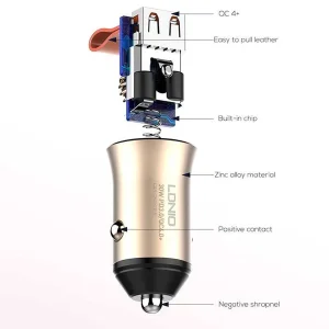 شارژر فندکی الدینیو مدل C506Q-30W به همراه کابل تبدیل USB-C