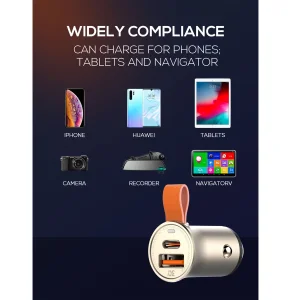 شارژر فندکی الدینیو مدل C509Q به همراه کابل USB-C