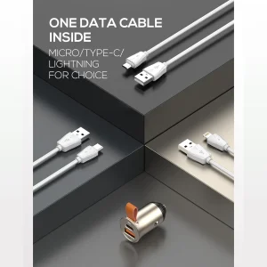 شارژر فندکی الدینیو مدل C509Q به همراه کابل USB-C