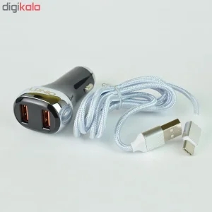 شارژر فندکی الدینیو مدل C2 به همراه کابل تبدیل USB-C