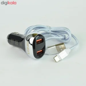 شارژر فندکی الدینیو مدل C2 به همراه کابل تبدیل USB-C