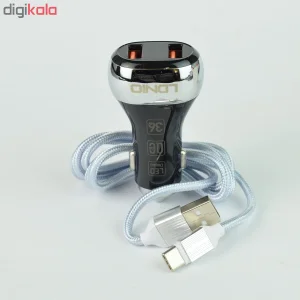 شارژر فندکی الدینیو مدل C2 به همراه کابل تبدیل USB-C