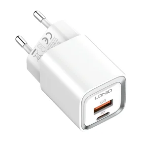 شارژر دیواری 20 وات 2 پورت الدینیو مدل A2318C به همراه کابل تبدیل USB-C به لایتنینگ