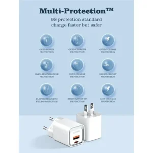 شارژر دیواری 20 وات 2 پورت الدینیو مدل A2318C به همراه کابل تبدیل USB-C به لایتنینگ