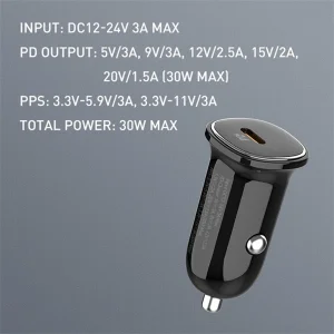 شارژر فندکی 30 وات الدینیو مدل LD-C106 به همراه کابل تبدیل USB-C