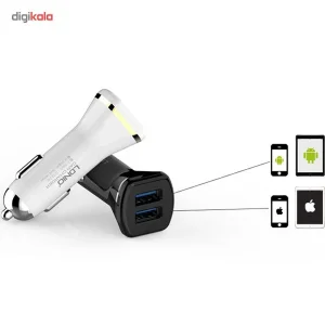 شارژر فندکی الدینیو مدل DL-219 همراه با کابل microUSB