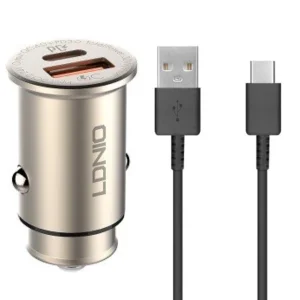 شارژر فندکی 30 وات الدینیو مدل C506Q به همراه کابل تبدیل USB-C