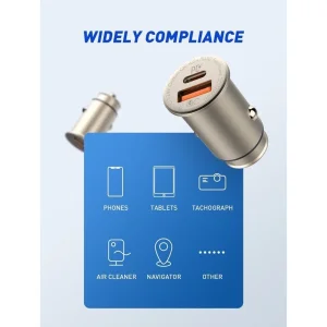 شارژر فندکی 30 وات الدینیو مدل C506Q به همراه کابل تبدیل USB-C