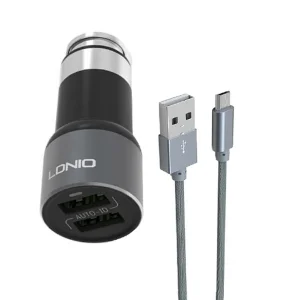 شارژر فندکی الدینیو مدل C403 به همراه کابل تبدیل microUSB
