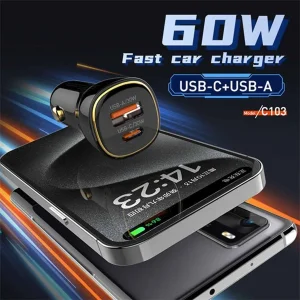 شارژر فندکی 60 وات الدینیو مدل C103