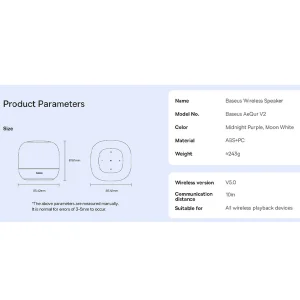 اسپیکر بلوتوثی قابل حمل بیسوس مدل AeQur V2