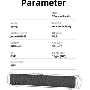 اسپیکر بلوتوثی قابل حمل یسیدو مدل YSW27