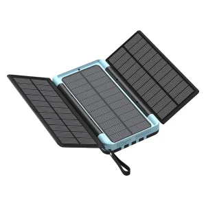 پاوربانک 20 وات پاورولوجی مدل Solar Multi-Cable PPBCHA70 ظرفیت 16000 میلی‌آمپرساعت به همراه چهارکابل USB-C، USB-A، Micro USB و لایتنینگ