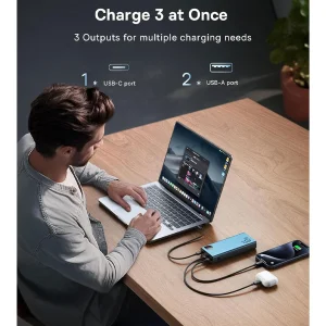 پاوربانک 65 وات بیسوس مدل PPADM65-S ظرفیت 20000 میلی آمپر ساعت به همراه کابل USB-C به USB-A
