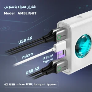 پاوربانک باسئوس مدل AMBLIGHT ظرفیت 30000 میلی آمپر ساعت