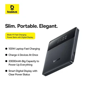 پاوربانک 100 وات باسئوس مدل Blade H1 P10021604123-00 ظرفیت 20000 میلی آمپر ساعت