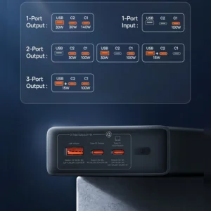 پاوربانک بیسوس مدل Adaman  140W ظرفیت 24000 میلی آمپر ساعت