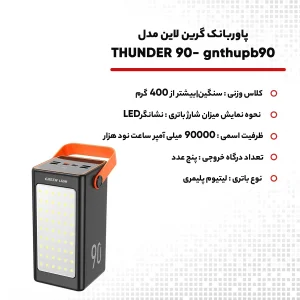 پاوربانک گرین لاین مدل THUNDER 90- gnthupb90 ظرفیت 90000 میلی آمپر ساعت