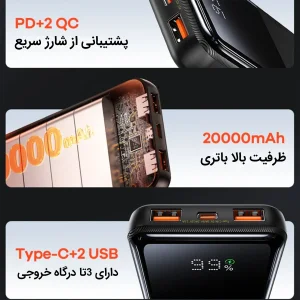 پاوربانک 22.5 وات ریمکس مدل RPP-623 ظرفیت 20000 میلی آمپر ساعت