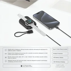 پاوربانک گرین لاین مدل 3IN1 MAGSAFE PD 20W ظرفیت 10000میلی آمپر ساعت