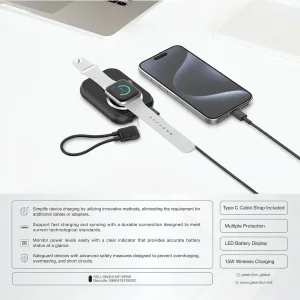 پاوربانک گرین لاین مدل 3IN1 MAGSAFE PD 20W ظرفیت 10000میلی آمپر ساعت