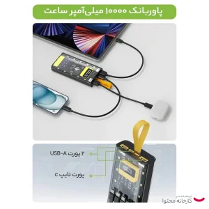 پاوربانک گرین لاین مدل Transparent Pro ظرفیت 10000 میلی‌آمپر ساعت