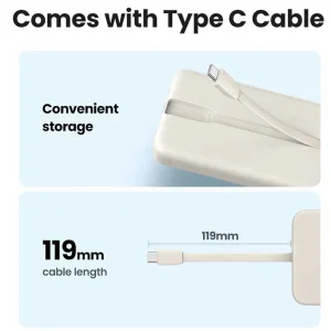 پاوربانک 20 وات یوگرین مدل 35340- PB505  ظرفیت 10000 میلی‌آمپرساعت به همراه کابل usb-c