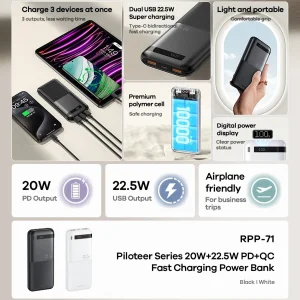 پاوربانک ریمکس مدل RPP-71 ظرفیت 10000 میلی آمپر ساعت