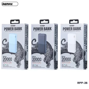 پاوربانک 12 وات ریمکس مدل RPP-26 ظرفیت 20000 میلی آمپر ساعت