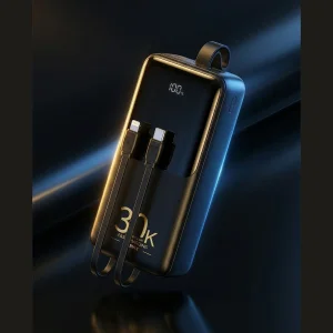 پاوربانک 22.5 وات ریمکس مدل RPP-440 ظرفیت 30000 میلی آمپر ساعت به همراه کابل USB-C و لایتنینگ