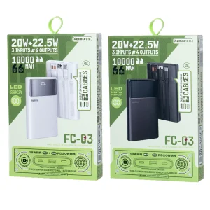 پاوربانک 22,5 وات ریمکس مدل FC-03 ظرفیت 10000 میلی‌آمپرساعت