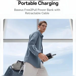 پاوربانک بیسوس مدل Free2Pull 65W ظرفیت 20000 میلی آمپر ساعت به همراه کابل USB-C