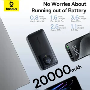 پاوربانک بیسوس مدل Free2Pull 65W ظرفیت 20000 میلی آمپر ساعت به همراه کابل USB-C
