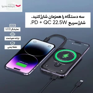 پاوربانک 22.5 وات گرین لاین مدل Monaco MagSafe  ظرفیت 20000 میلی آمپر ساعت