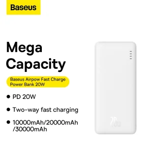 پاوربانک بیسوس مدل Airpow 20W ظرفیت 30000 میلی آمپر ساعت