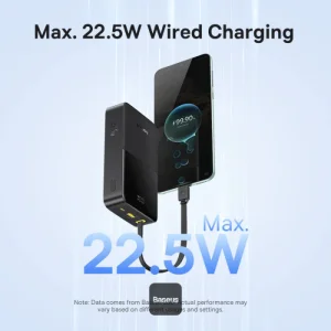 پاوربانک 22.5 وات بیسوس مدل ENERFILL PPBD2P-2020  ظرفیت 20000 میلی آمپر ساعت به همراه کابل USB-C